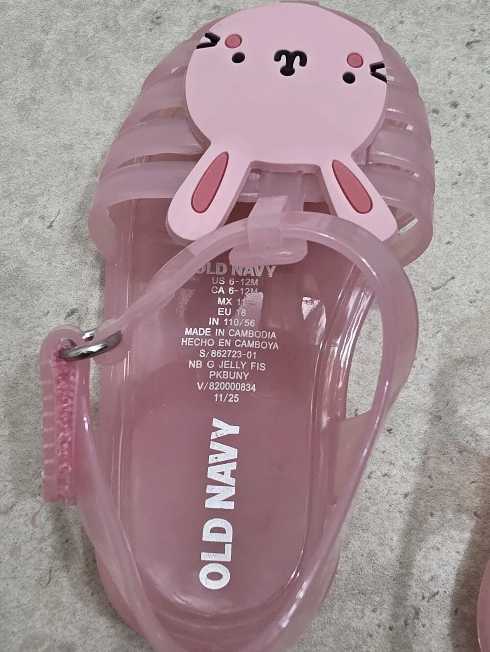 Old Navy Kids' Pink Jelly Sandals with Bunny Accent